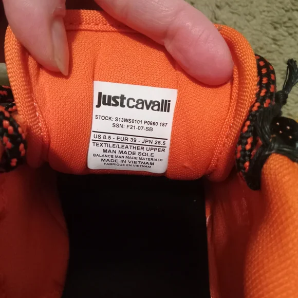 NEW! size 8.5/39 JUST CAVALLI Ladies Orange Fuzzy sneakers - Picture 14 of 15